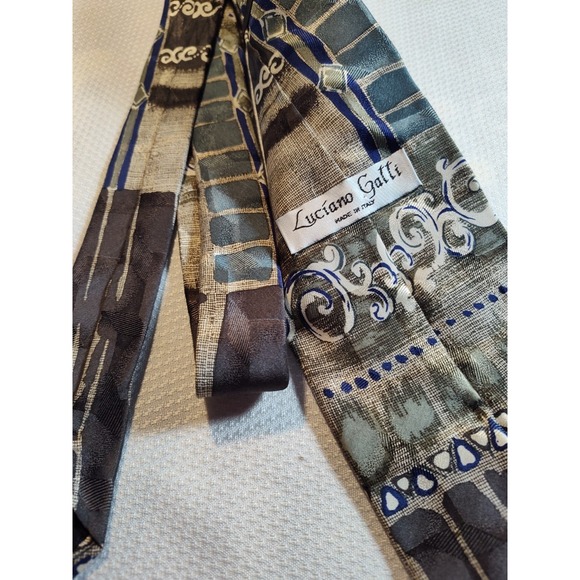 Luciano Gatti Made in Italy 100% Silk Geo‎ Neck Tie Multicolor 4"x56" 1307 - Picture 2 of 5